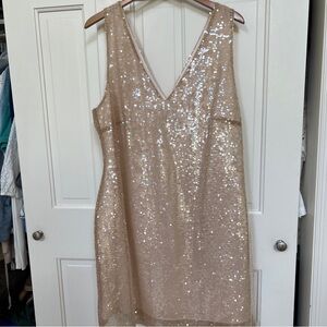 A New Day Sequin Tan Mini Dress